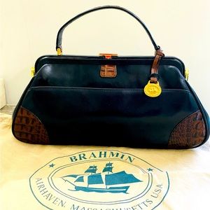 Brahmin Madeline Black Tuscan Leather Handbag Purse in original packaging